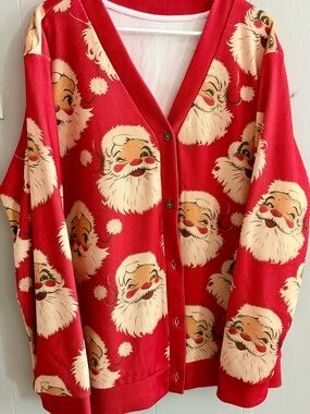 Retro Santa face cardigan 3XL OUFISUN